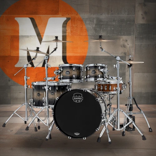 Mapex Saturn VI Studioease Shell Pack 5-Piece - Black Ink Burst (SR628XUZXG) | Musician Madness