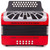 Hohner Compadre Accordion – Red with Silver Grille (GCF), 31-button diatonic accordion featuring smooth action, durable body, and classic Hohner Tex-Mex styling