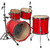 British Drum Co. ENG-22-CB-SSC Enigma Series Club Kit in Satin Scarlett finish featuring 12", 16", and 22" shells crafted with precision for rich tone and striking appearance.