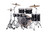 Mapex VE5045FTCVH Venus 5-Piece Fusion Drum Set in Black Galaxy Sparkle with hardware and cymbals.