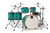 Mapex Armory Studioease Shell Pack in Jade Stone Burst featuring hybrid maple/birch shells, versatile Studioease configuration, SONIClear bearing edges, and modern punchy tone for studio and live use.