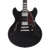 D’Angelico Premier DC with Gig Bag – Black Flake (DAPDCBLF2NS) featuring a semi-hollow double-cut body, Black Flake finish, dual humbuckers, smooth neck profile, and an included padded gig bag for easy transport.
