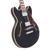 D’Angelico Premier Mini DC – Black (DAPMDCSBKNS) featuring a compact semi-hollow double-cut design, stop-bar tailpiece, dual humbuckers, and a rich versatile tone.