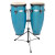 Toca Synergy Conga Set 10"/11" – Blue (2300BB) featuring blue-finished shells, durable hardware, warm resonant tone, and an included adjustable double conga stand.