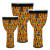 Toca Sympatico Nesting Djembe Set of 3, 8"/10"/12", Pretuned Fiber - Kente Cloth (TSSND-3PCK-FP)