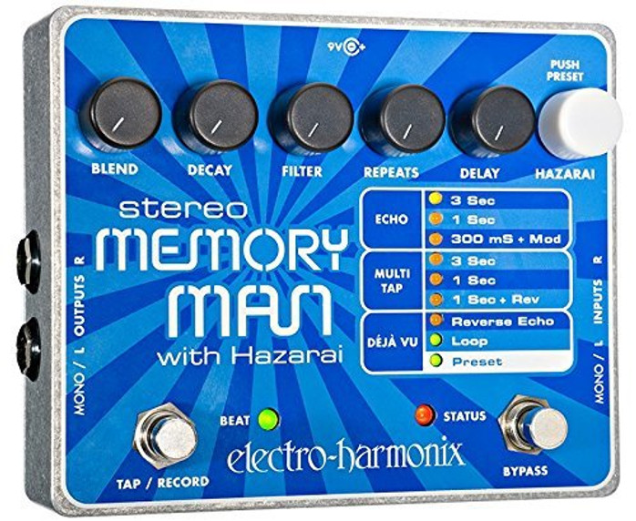 Electro Harmonix STEREO MEMORY MAN WITH HAZARAI Digital Delay/Looper, 9.6DC-200 PSU included