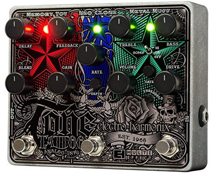 Electro Harmonix TONE TATTOO Multi-effects pedal: Metal Muff, Neo Clone, Memory Toy, 9.6DC-200 PSU included