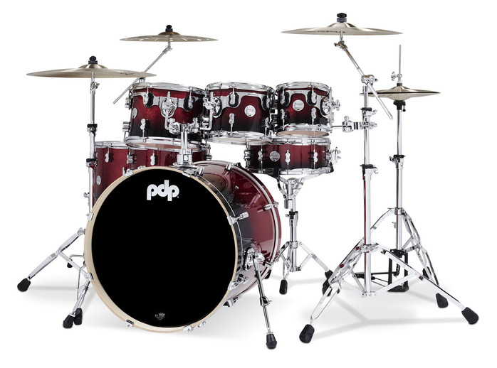 The PDP Concept Maple 7-Piece Drum Set (PDCM2217RB) features all-maple shells crafted for warm lows, articulate mids, and powerful projection. The Red-to-Black Fade finish delivers striking stage presence, while chrome hardware adds durability and a clean aesthetic. A full, versatile configuration makes this kit ideal for drummers in rock, studio, worship, and live performance environments.
