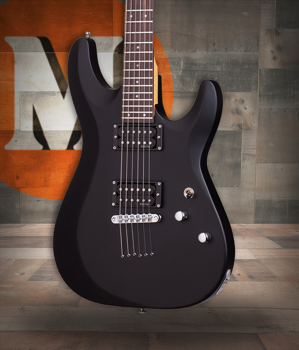 Schecter C-6 Deluxe Electric Guitar - Satin Black finish with dual humbuckers, lightweight basswood body, and smooth maple neck for modern tone and easy playability