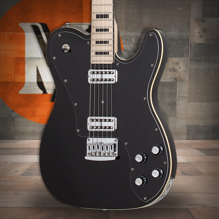 Schecter PT Fastback Electric Guitar - Gloss Black finish, dual humbuckers, chrome hardware, vintage-inspired single-cut design, and modern tone for studio and stage performance
