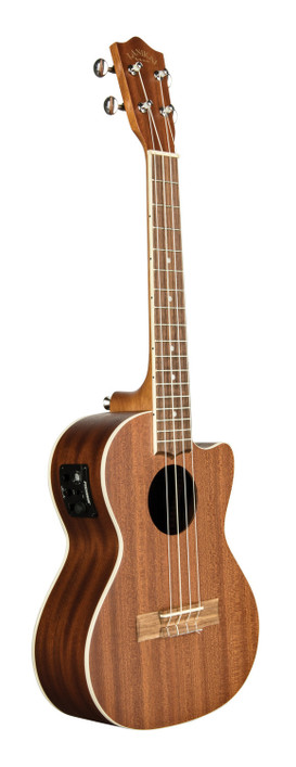 The Lanikai MA-CET Tenor Ukulele features a mahogany top, back, and sides, producing warm, mellow tone with excellent midrange response. The cutaway body design provides improved access to higher frets, while the FishmanÂ® Kula preamp and tuner deliver clean, natural amplified sound. With smooth playability and solid craftsmanship, this uke is ideal for stage, studio, and everyday playing.