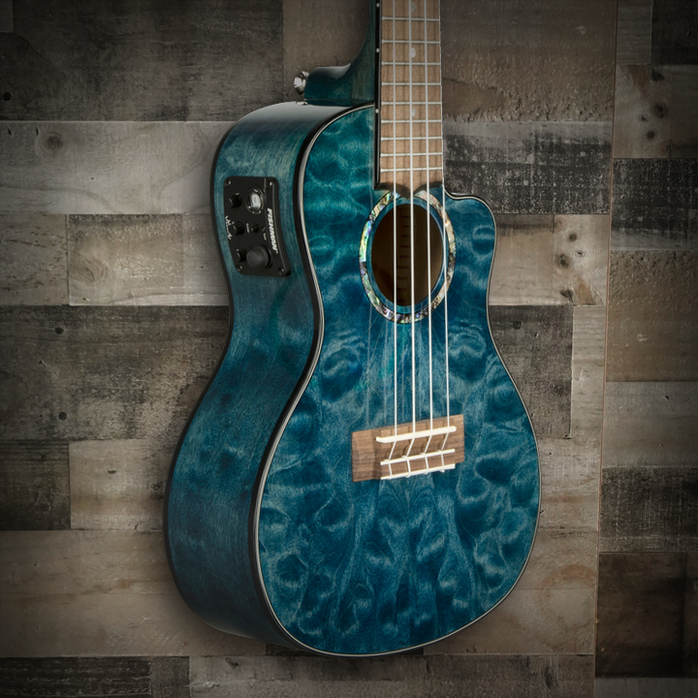 Lanikai Quilted Maple Blue Stain Concert with Kula Preamp A/E Ukulele (QM-BLCEC) Lanikai Quilted Maple Blue Stain Concert with Kula Preamp A/E Ukulele (QM-BLCEC)