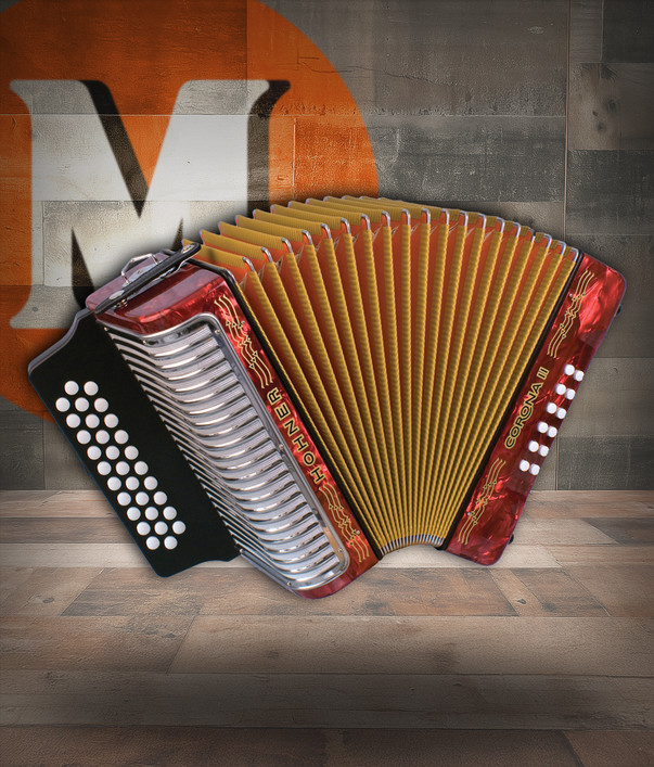 The Hohner Corona II Classic G/C/F Red Accordion delivers rich tone, smooth playability, and traditional styleâ€”perfect for Tex-Mex, NorteÃ±o, and Folk players.