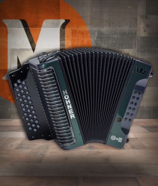 The Hohner Corona C-II Accordion delivers iconic tone and style. FBbEb key, Green-to-Gold finish, durable designâ€”perfect for NorteÃ±o, Tex-Mex & more.