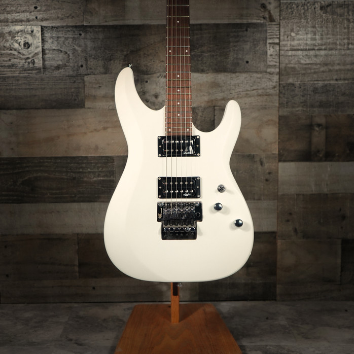 Schecter C-6 FR Deluxe Electric Guitar in Satin White finish – B-Stock model featuring Floyd Rose bridge, dual humbuckers, and contoured double-cutaway body Schecter C-6 FR Deluxe Electric Guitar in Satin White finish – B-Stock model featuring Floyd Rose bridge, dual humbuckers, and contoured double-cutaway body