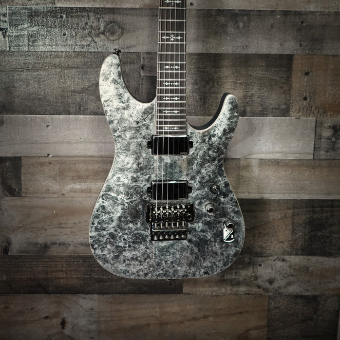 Schecter Ernie C C-1 Black Reign Electric Guitar – B-Stock model featuring artist signature design, black reign finish, dual humbuckers, and contoured body