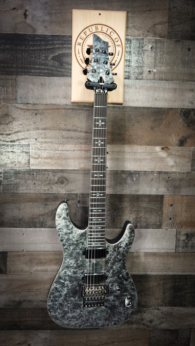 Schecter Ernie C C-1 Black Reign Electric Guitar - B-Stock model featuring artist signature design, black reign finish, dual humbuckers, and contoured body