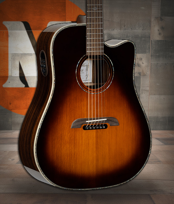 Alvarez DY1 Sunburst Yairi Stage Dread Cedar/Rosewood AE w/Cutaway AE SB Acoustic Guitar (DY1SUNBURST_SLM)
