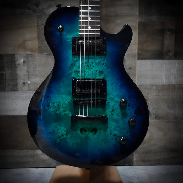 Schecter Solo Standard Ocean Blue Burst Burl Electric Guitar (Brand New)