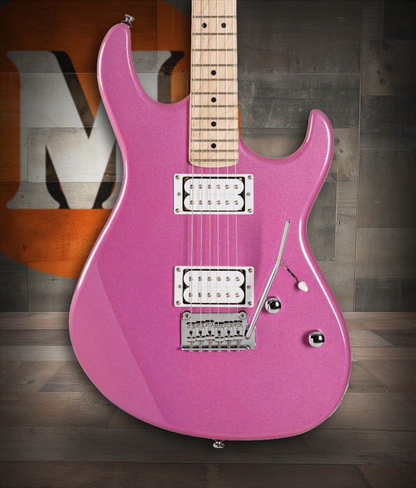 Cort G Series 250 Spectrum Double Cutaway Electric Guitar in Metallic Purple finish with HSS pickups and roasted maple neck.