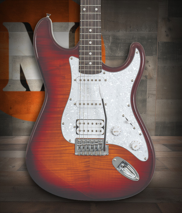 Washburn SFDSB-U Sonamaster Deluxe Electric Guitar in Sunburst finish featuring contoured body, versatile single-coil pickups, and premium Washburn build – available at Musician Madness.