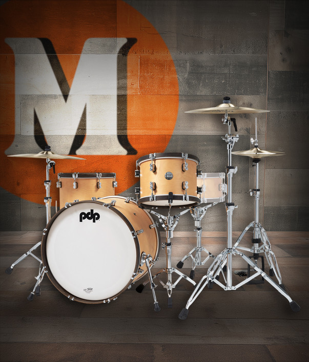 PDP PDCC2213NW Classic Kit 4-piece drum set in Natural finish with Walnut hoops featuring maple shells, 22" kick drum, and vintage-inspired design - available at Musician Madness.