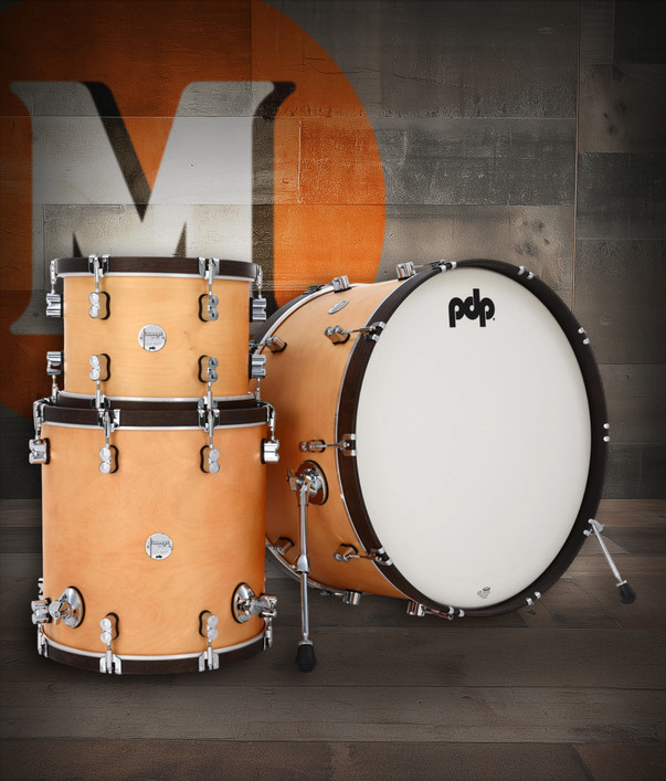 PDP PDCC2613NW Classic Kit 4-piece drum set in Natural finish with Walnut hoops featuring maple shells, 26" kick drum, and vintage-inspired design - available at Musician Madness.