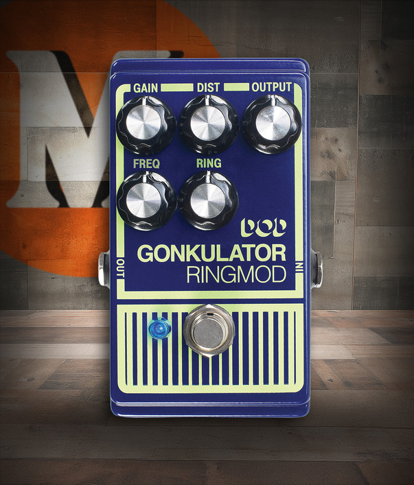 Digitech DOD-GONKULATOR Ring Modulator pedal with vibrant blue finish, frequency and gain controls, and combined modulation and distortion for creative sound shaping.