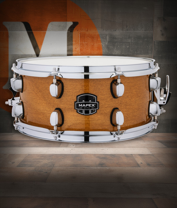 Mapex MPX Maple/Poplar 13" x 6" Snare Drum – Natural (MPNMP3600CNL) featuring a maple/poplar hybrid shell, tight response, and natural finish for crisp, punchy, and versatile tone.