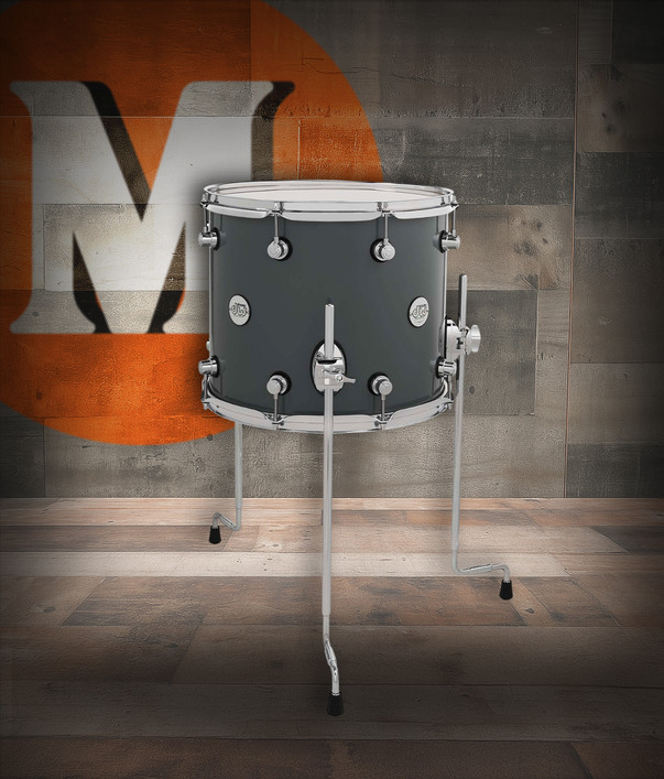 DW Design Series 12x14 Maple Floor Tom in Steel Gray Lacquer with chrome hardware and maple shell – premium DW tone and finish – Musician Madness