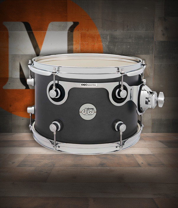 DW Design Series 8x12 Maple Tom in Iron Satin Metallic finish with chrome hardware and maple shell construction - Musician Madness