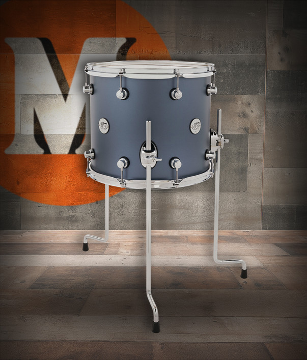 DW Design Series 12x14 Maple Floor Tom in Blue Slate Lacquer with maple shell and chrome hardware - deep, warm DW tone - Musician Madness