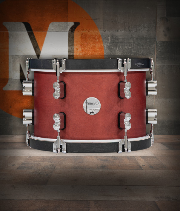 PDP Concept Classic 8x12 Tom in Oxblood finish with ebony hoops and maple shell construction - vintage warmth and classic style - Musician Madness