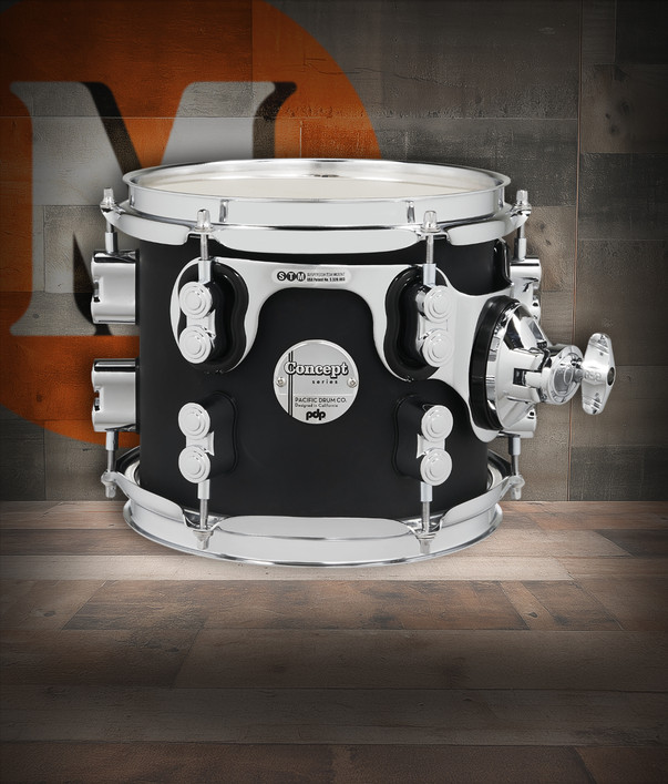 PDP Concept Maple 7x8 Suspended Tom in Satin Black Finish Ply with chrome hardware and maple shell construction - powerful PDP tone - Musician Madness
