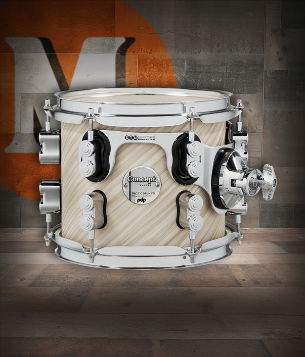 PDP Concept Maple 7x8 Suspended Tom in Twisted Ivory Finish Ply with chrome hardware and maple shell - warm tone and elegant finish - Musician Madness