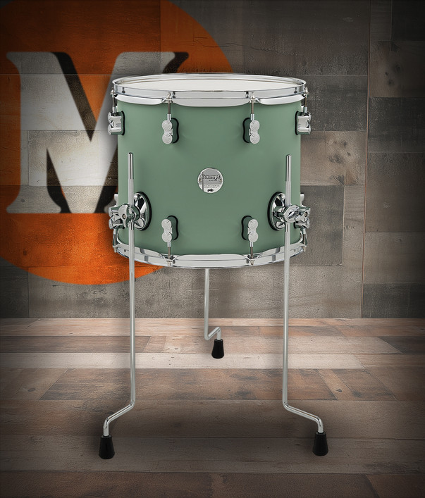PDP Concept Maple 12x14 Floor Tom in Satin Seafoam Finish Ply with chrome hardware and maple shell - warm tone and vibrant modern style - Musician Madness