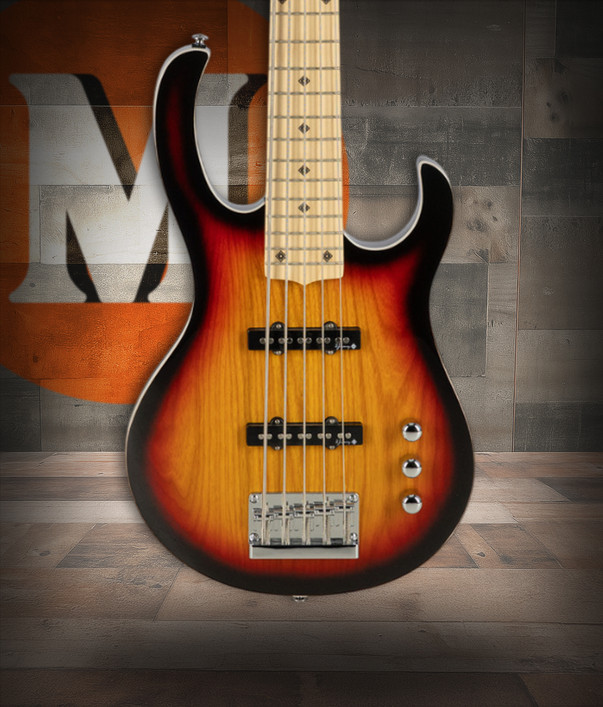 H. Jimenez 5-String Glossy Vintage Burst Bass Guitar (LBS5-VB) with deluxe padded gig bag