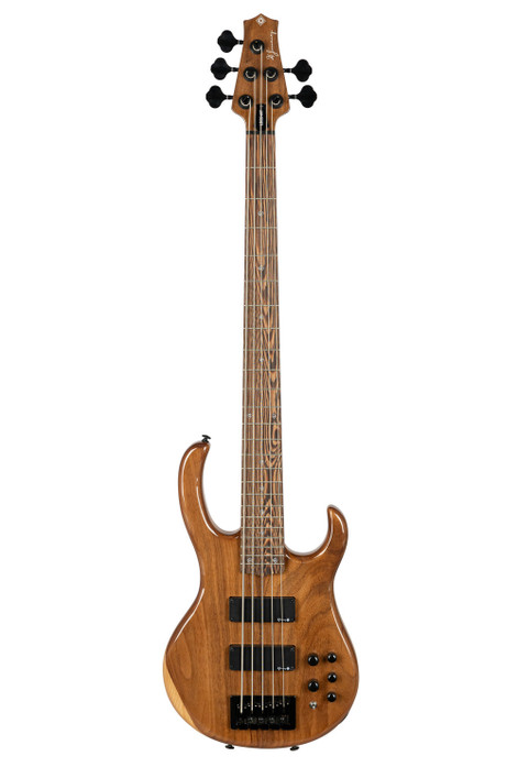 H. Jimenez 5-String Glossy Natural Walnut Top Bass Guitar (LBS5-WT) with deluxe padded gig bag