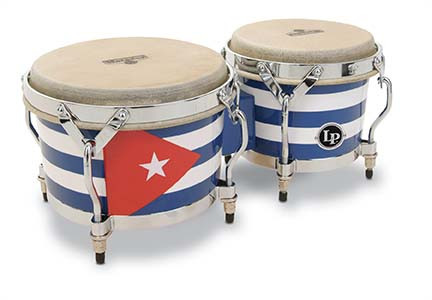 Latin Percussion LP Matador Traditional 7-1/4"–8-5/8" Bongos – Oak Cuba Finish with Chrome Hardware (M201-QBA) – classic LP Matador bongos, available at Musician Madness.