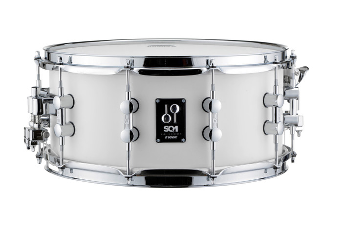 Sonor SQ1 14” x 6.5” Snare Drum – Satin Pure White (SQ1-1465-SDW-SPW) available at Musician Madness.