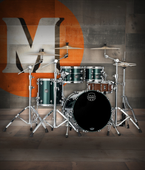 Mapex SE504XMPQ Saturn Evolution Fusion 4-Piece Shell Pack in Brunswick Green finish, snare not included.