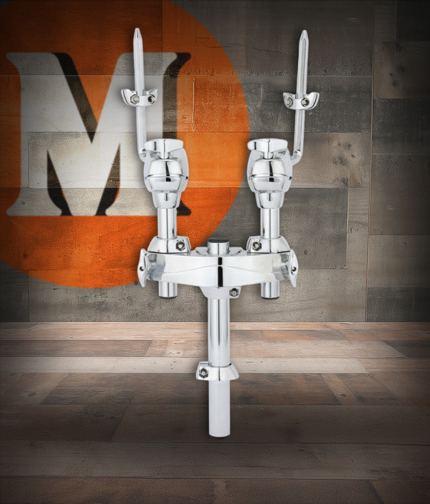 Mapex TH682 Double Tom Holder and Arm Set designed for Saturn SW Series drums, featuring durable metal construction, adjustable dual tom arms, and secure mounting for versatile drum configurations.