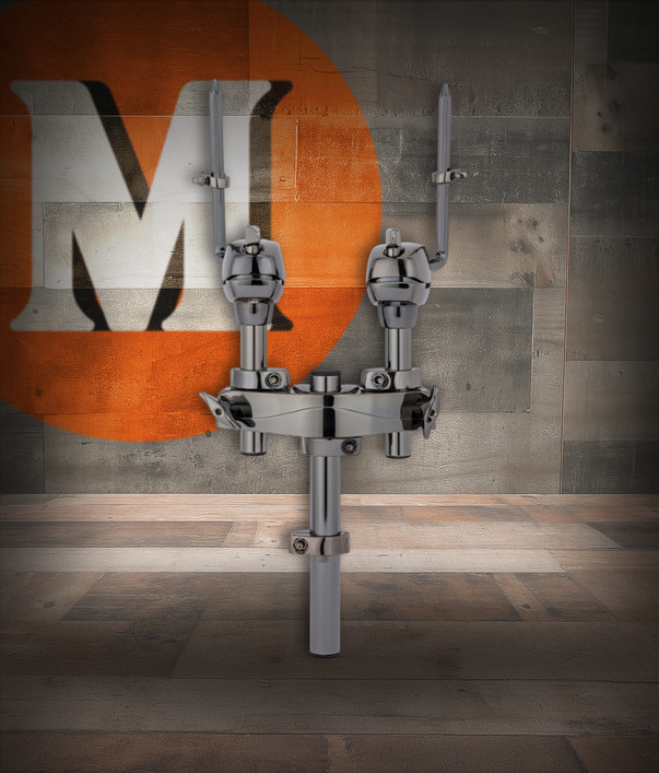 Mapex TH692B Double Tom Holder in Black Chrome designed for Saturn Series drums, featuring durable metal construction, adjustable dual-tom arms, and secure mounting for professional drum setups.