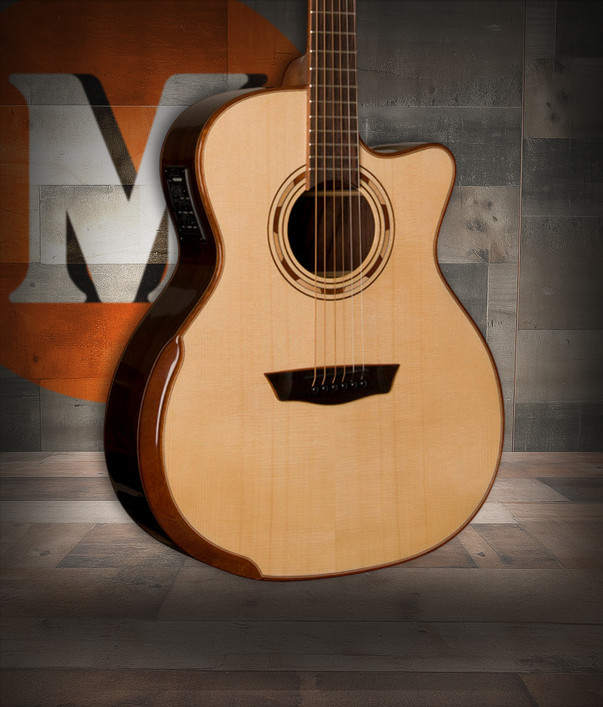 Washburn G25SCE Comfort Deluxe 25 Series Acoustic-Electric Guitar in Natural featuring a grand auditorium cutaway body, solid top, ergonomic comfort contouring, and onboard electronics for professional tone and playability.