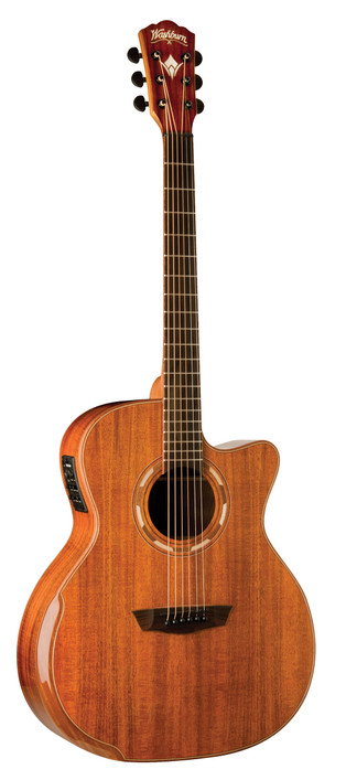 Washburn G55CE Comfort Deluxe 55 Series Acoustic-Electric Guitar featuring a koa top, grand auditorium cutaway design, ergonomic Comfort Series contour, and onboard electronics for rich, expressive tone on stage or in the studio.