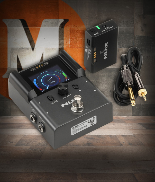 NUX B-8 2.4GHz Guitar Wireless System featuring a compact transmitter and receiver, high-fidelity digital audio, ultra-low latency, long battery life, and a stable 2.4GHz wireless connection for guitarists and bassists.
