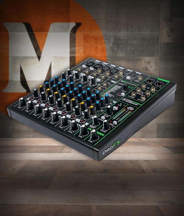 Mackie ProFX10v3 10-Channel Mixer (PROFX10-V3) featuring Onyx mic preamps, built-in effects, USB recording interface, durable chassis, and versatile mixing tools for live sound and studio setups.