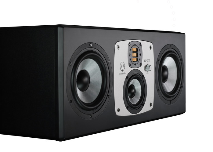 Eve Audio SC4070 6.5" 4-Way Main Studio Monitor (SC4070-U) featuring dual 6.5" SilverCone woofers, dual midrange drivers, AMT ribbon tweeter, and advanced DSP tuning for high-precision mastering and large studio monitoring.