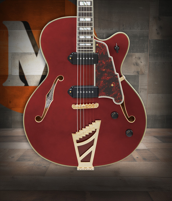 Dâ€™Angelico Excel 59 â€“ Viola (DAE59VIOGT) featuring semi-hollow construction, Seymour Duncan pickups, elegant Viola finish, and refined Excel craftsmanship for warm, articulate jazz and blues tones.