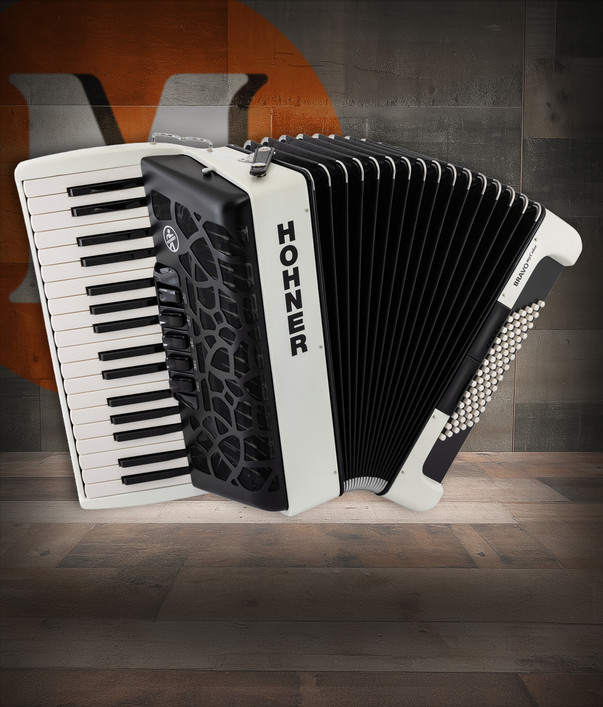 Hohner Bravo MyColor Chromatic 72 Bass Piano Accordion - Day Pure White (BR72-PW) featuring a bright Pure White MyColor finish, smooth keyboard action, responsive bellows, and a classic 72-bass chromatic layout designed for students and intermediate players.